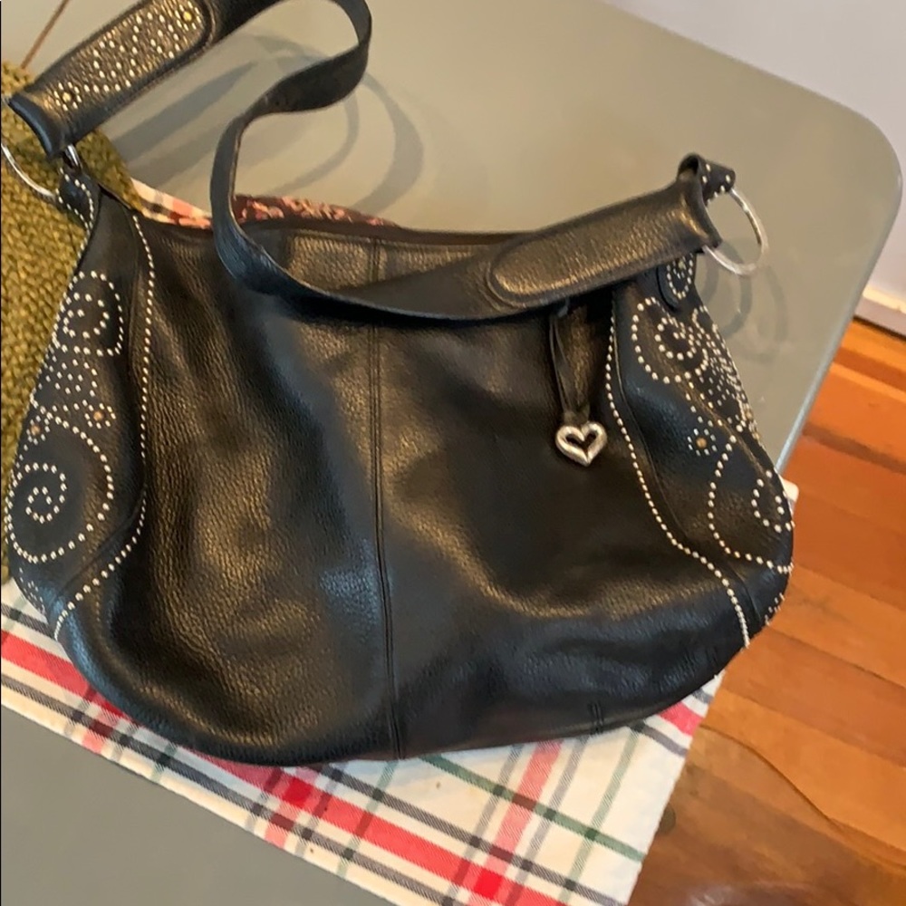 Brighton Studded Black Leather Handbag